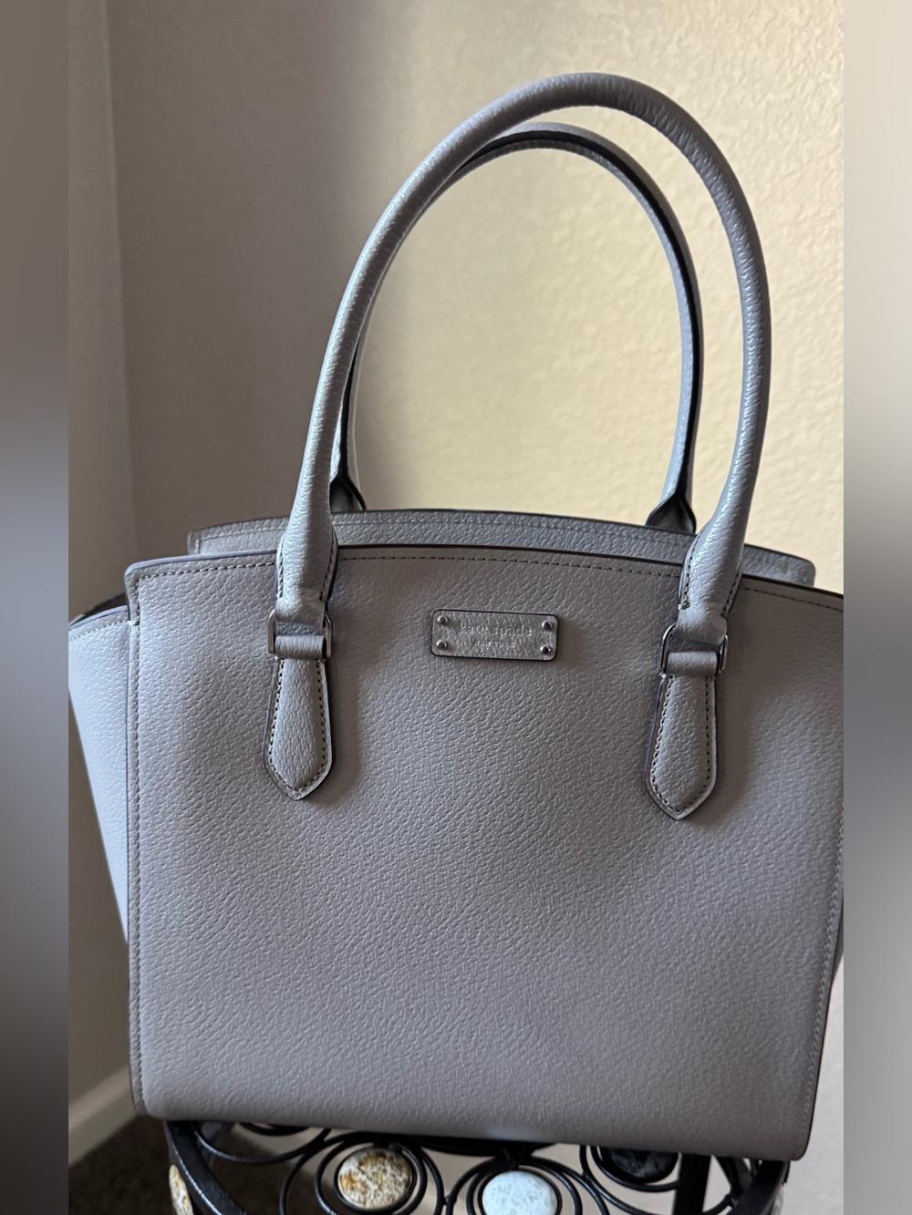 kate spade Gray Structured Leather Satchel